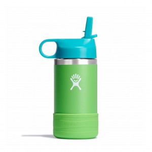 Hydro Flask 12 oz Kids Wide Mouth w/ Straw Cap Bottles Grass | GOPH38265