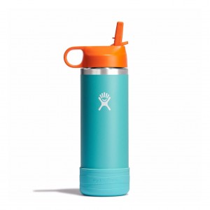 Hydro Flask 18 oz Kids Wide Mouth w/ Straw Cap Bottles Seaspray | ILWJ37694
