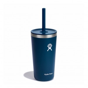 Hydro Flask 20 oz All Around Tumbler with Straw Lid Cups & Tumblers Indigo | HZLC79463