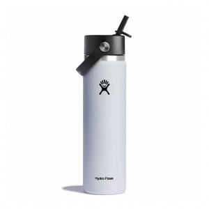 Hydro Flask 24 oz Wide Mouth with Flex Straw Cap Bottles Hvide | SLFT46597