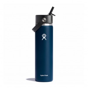 Hydro Flask 24 oz Wide Mouth with Flex Straw Cap Bottles Indigo | RCBV36289