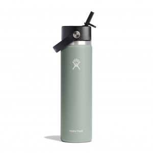 Hydro Flask 24 oz Wide Mouth with Flex Straw Cap Bottles Agave | RJEU61438
