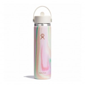 Hydro Flask 24 oz Wide Mouth with Flex Straw Cap Bottles Sugar Crush | JMYA31426