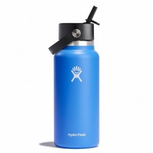 Hydro Flask 32 oz Wide Mouth with Flex Straw Cap Bottles Cascade | WGZK47059