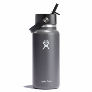 Hydro Flask 32 oz Wide Mouth with Flex Straw Cap Bottles Stone | HNOI46598