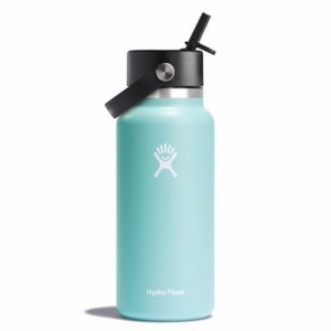 Hydro Flask 32 oz Wide Mouth with Flex Straw Cap Bottles Dew | IHAM59103