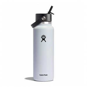 Hydro Flask 40 oz Wide Mouth with Flex Straw Cap Bottles Hvide | GZRL36250
