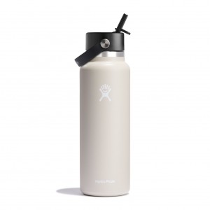 Hydro Flask 40 oz Wide Mouth with Flex Straw Cap Bottles Oat | ZVSI79513