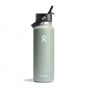 Hydro Flask 40 oz Wide Mouth with Flex Straw Cap Bottles Agave | LUOA16304