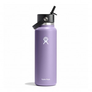 Hydro Flask 40 oz Wide Mouth with Flex Straw Cap Bottles Moonshadow | ZFDQ43612